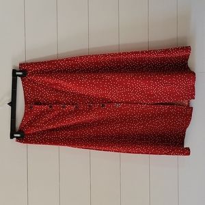 Red and white polka-dot maxi skirt. MEDIUM.